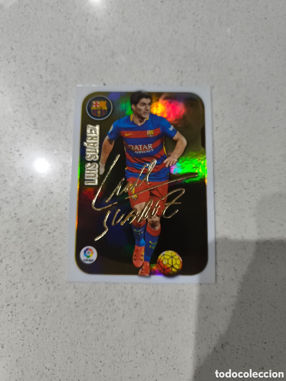 Football Stickers: CROMO LUIS SUAREZ FC BARCELONA LIGA ESTE 16/17 SERIE ORO. PANINI.