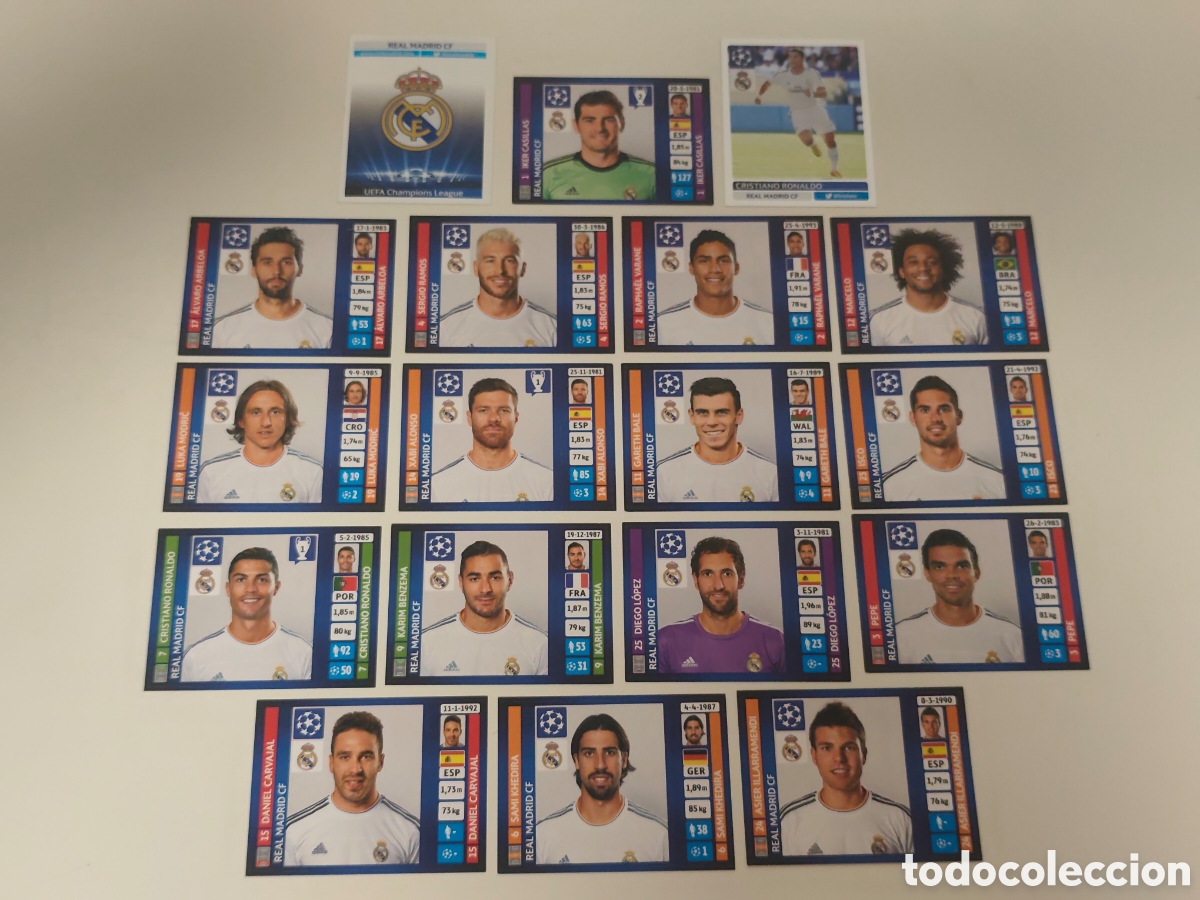 Cromos de f&uacute;tbol: 18 CROMOS SIN PEGAR REAL MADRID UCL UEFA CHAMPIONS LEAGUE 2013 2014 PANINI
