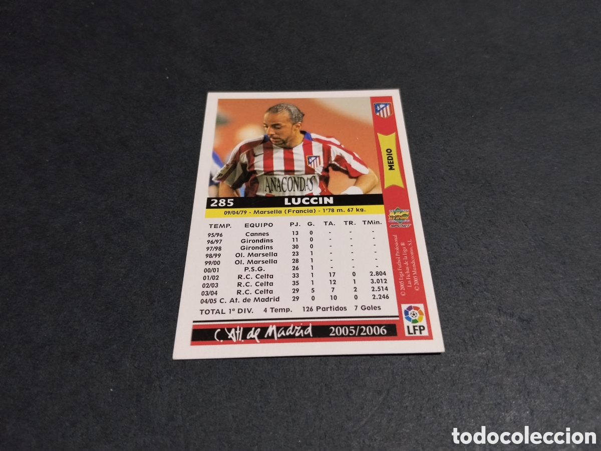 Cromos de f&uacute;tbol: Cromo futbol 2005-06 luccin, Atl&eacute;tico de Madrid