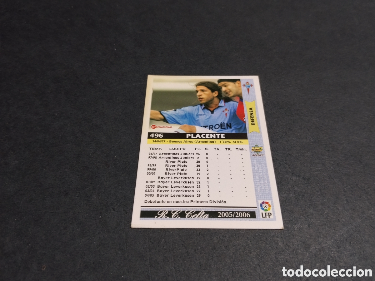 Cromos de f&uacute;tbol: Cromo futbol 2005-06 Placente, Celta