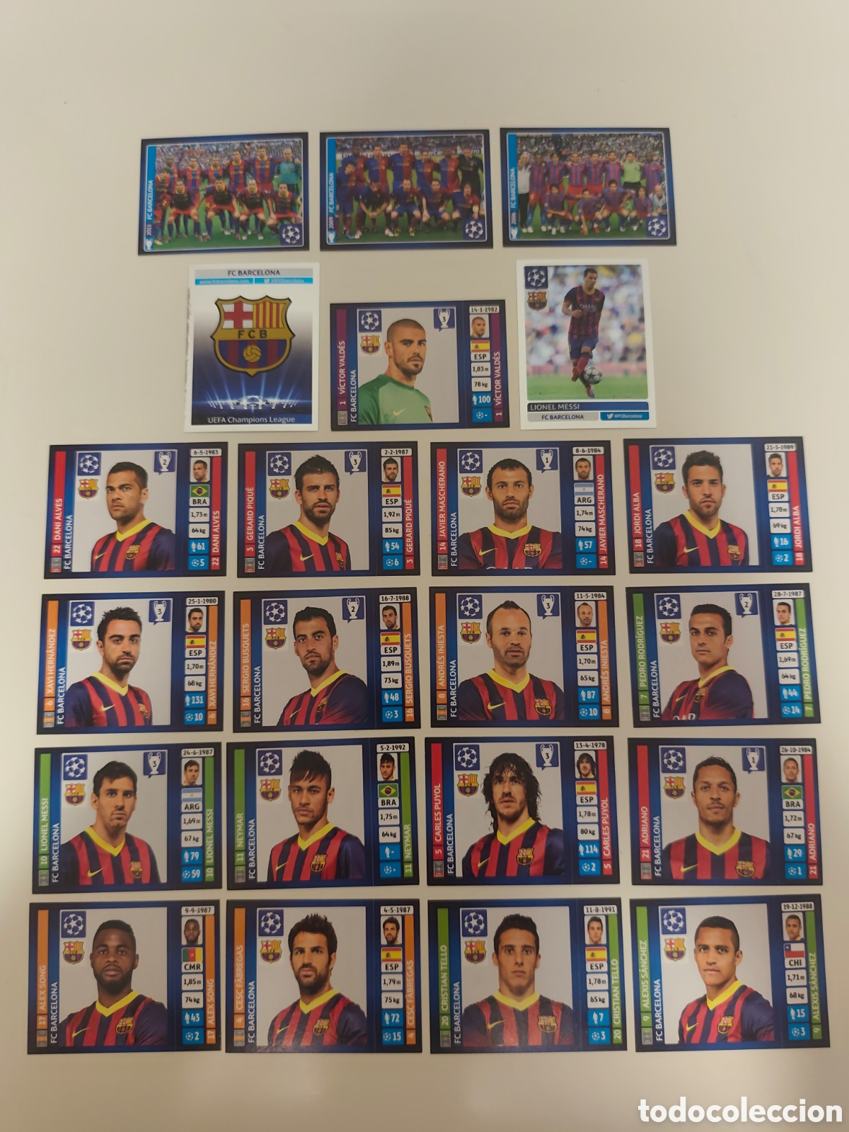 Cromos de f&uacute;tbol: MESSI COMPLETO 22 CROMOS SIN PEGAR FC BARCELONA UCL UEFA CHAMPIONS LEAGUE 2013 2014 PANINI