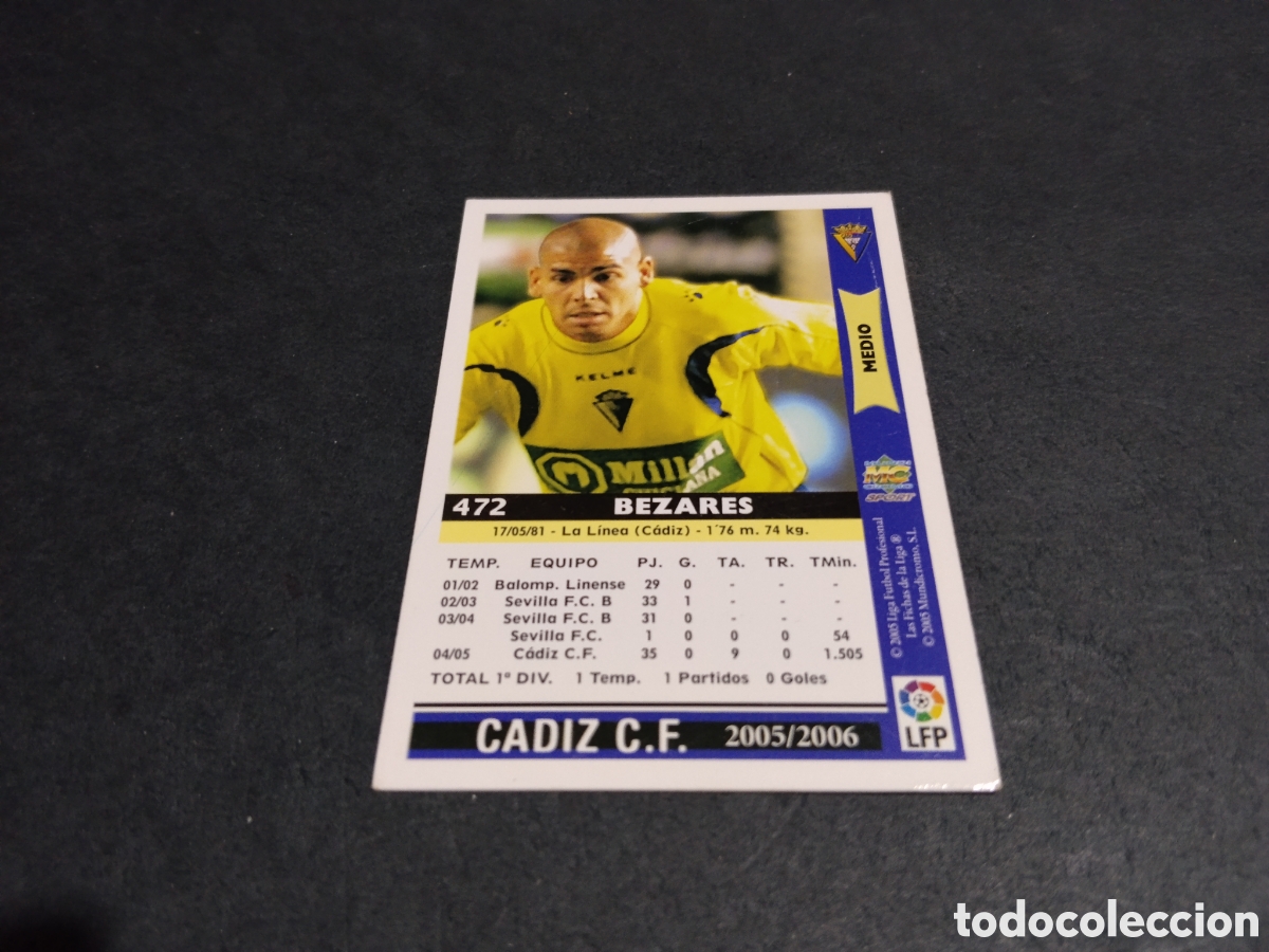 Cromos de f&uacute;tbol: Cromo futbol Bezares,C&aacute;diz