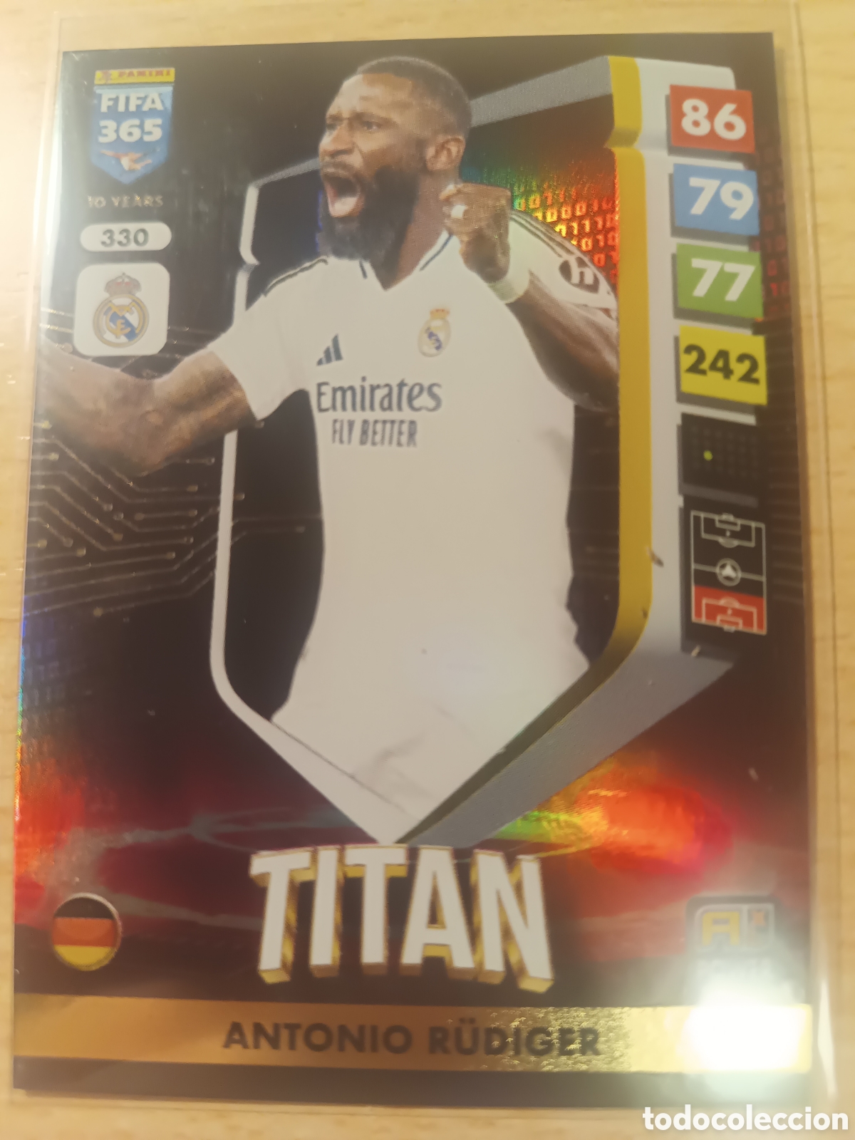 Cromos de f&uacute;tbol: 330 ANTONIO RUDIGER TITAN REAL MADRID FIFA 365 2024 2025 PANINI 24 25