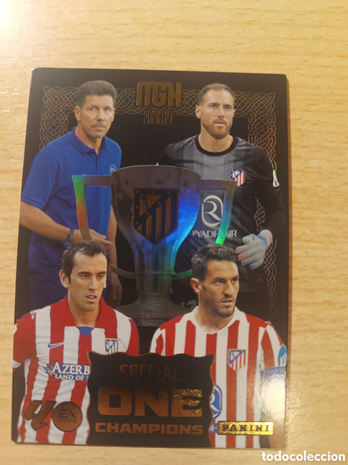 Cromos de f&uacute;tbol: ATL&Eacute;TICO DE MADRID SIMEONE OBLAK KOKE SPECIAL ONE CHAMPIONS BLACK MEGACRACKS 2026 2027 26 27
