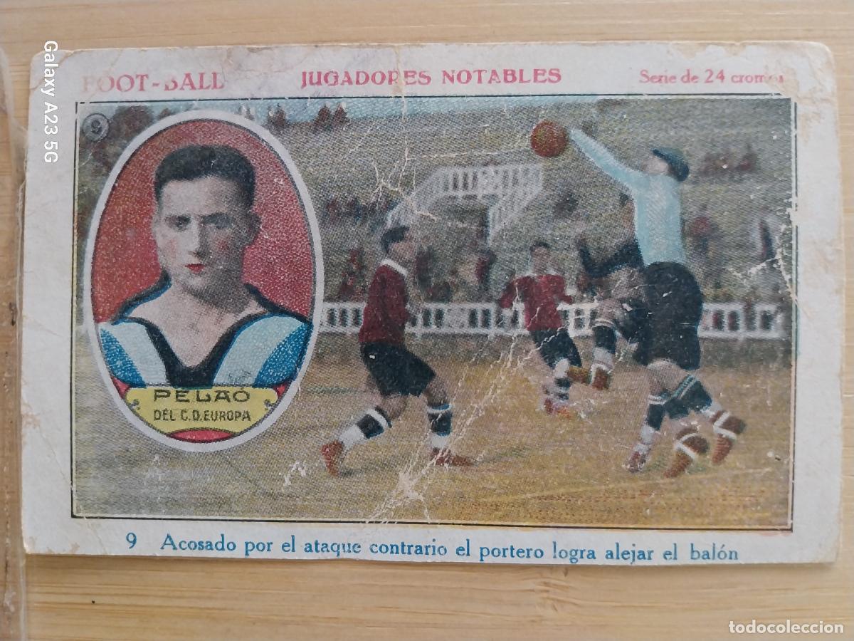 Figurine di Calcio: PELA&Oacute; C D EUROPA CROMO A&Ntilde;OS 1920 APROX PROMO PASTAS LA PALMA BARTOLOME ORFILA MAHON 10.3X6.5CMS