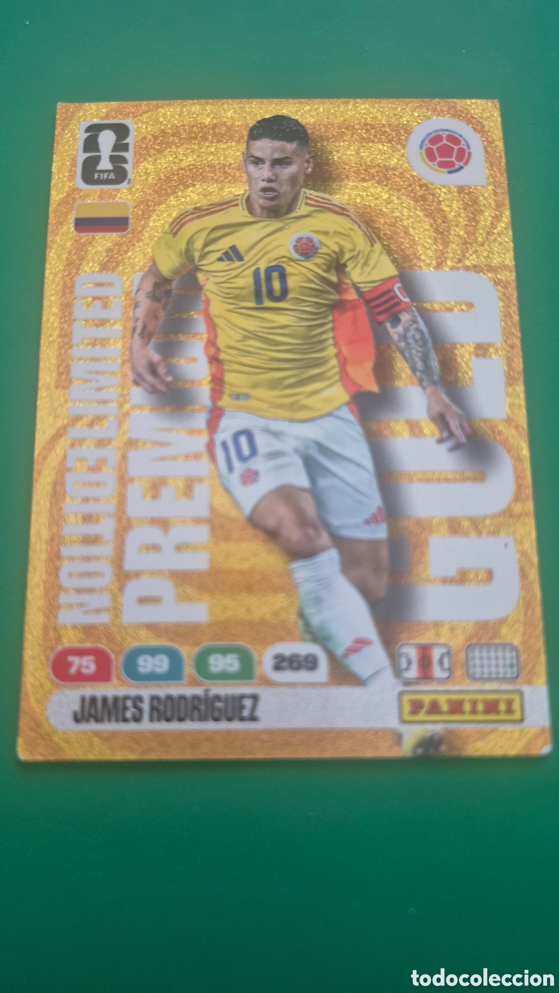 Cromos de f&uacute;tbol: James Rodr&iacute;guez Colombia limited edition premium gold fifa world cup adrenalyn 2026