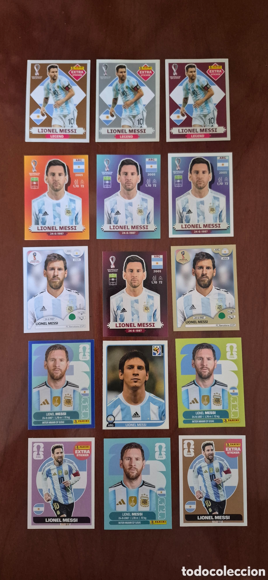 Cromos de f&uacute;tbol: CROMOS MESSI EXTRA ORO PLATA BRONCE