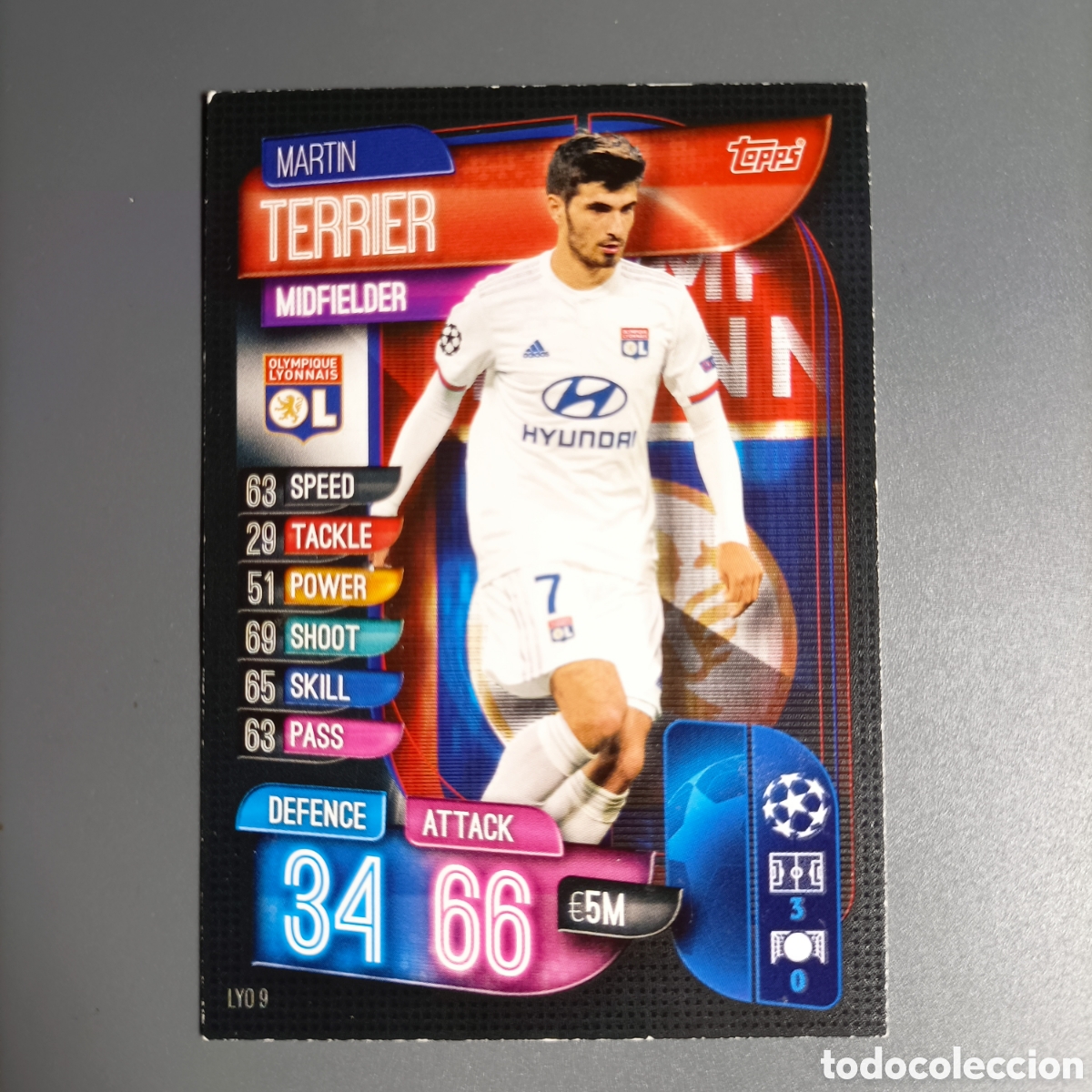 Cromos de f&uacute;tbol: Carta Topps UCL 2019/2020 &ndash; Martin Terrier (Olympique Lyonnais) &ndash; N&ordm;LYO9