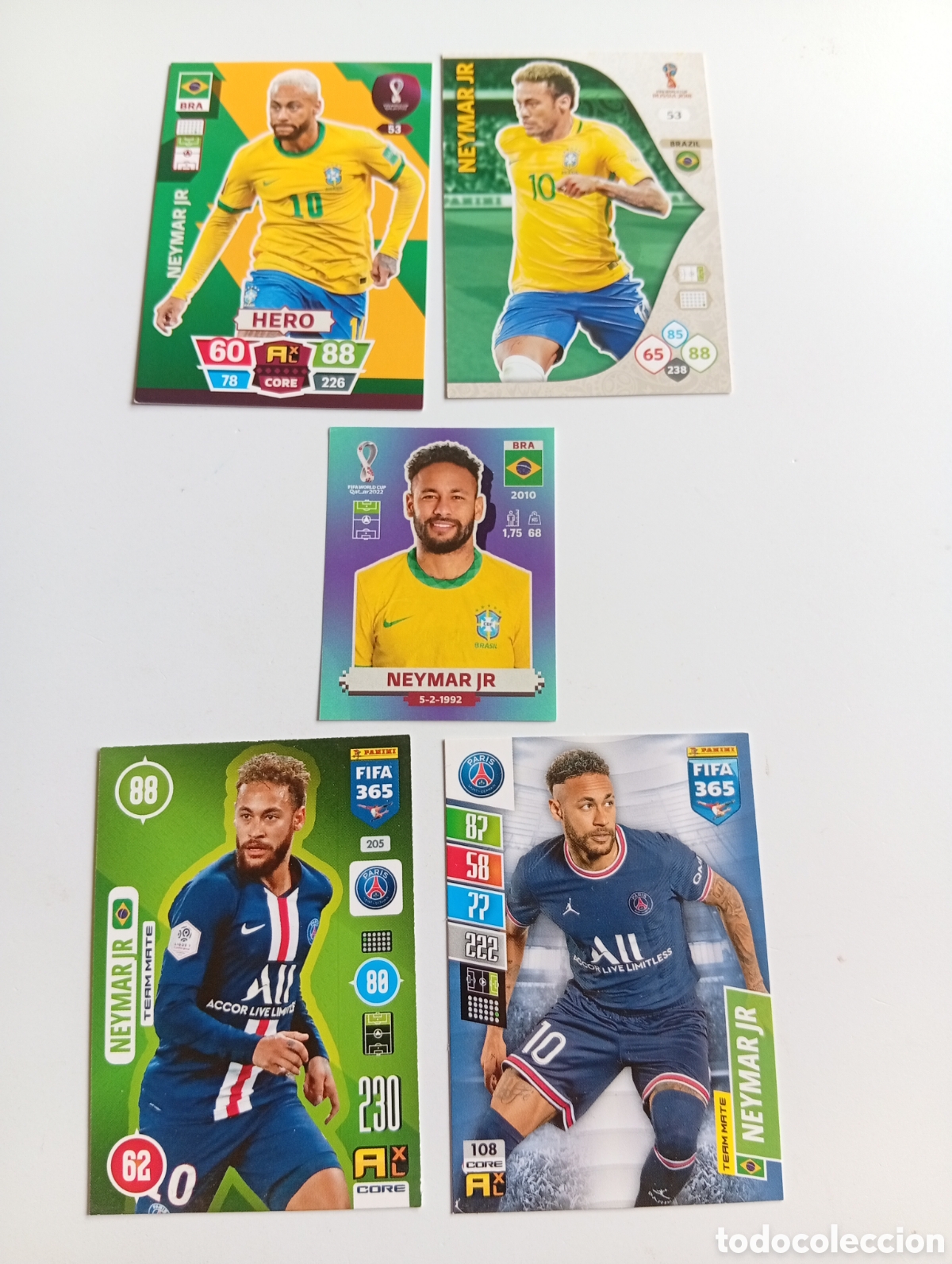 Cromos de f&uacute;tbol: Neymar.lote de 5 cards