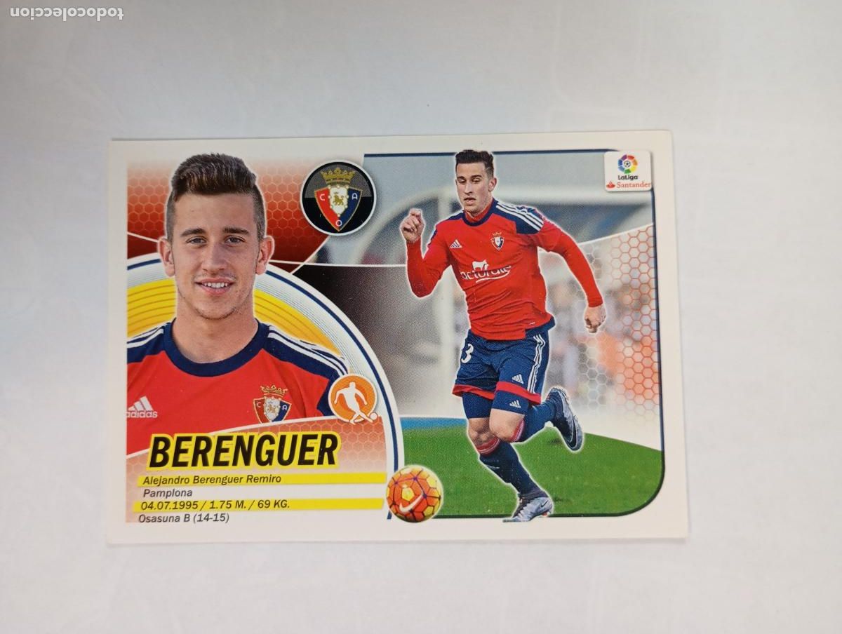 Cromos de f&uacute;tbol: CROMO LIGA 2016-2017. BERENGUER. OSASUNA. COLECCIONES ESTE PANINI. TDKP29Z3