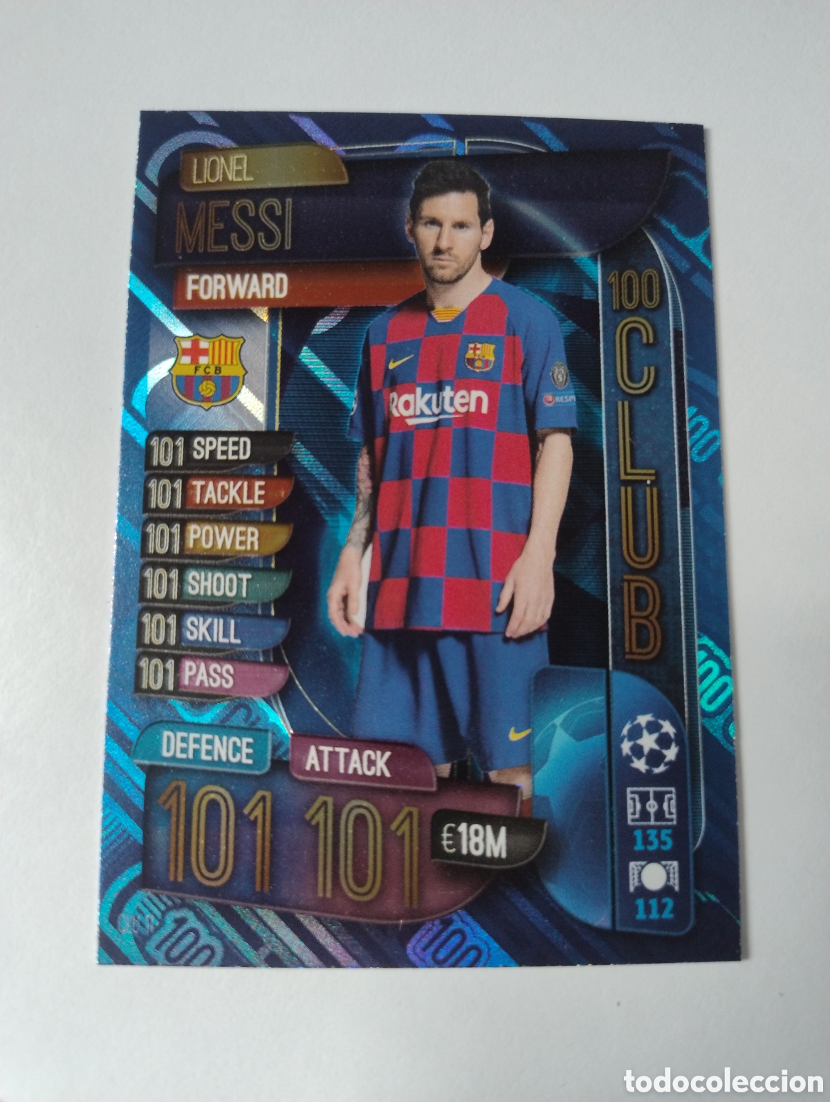 Cromos de f&uacute;tbol: CLU 11 - Messi - Barcelona - Topps Match Attax 2019 - 2020 100 Club