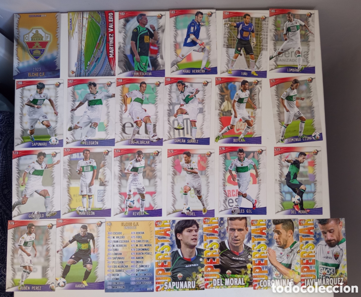 Cromos de f&uacute;tbol: ❇️ LOTE ⚽ 25 CROMOS EQUIPO ELCHE FICHAS LIGA QUIZ GAME 2014 13 14 2013 2014 MUNDICROMO ❇️