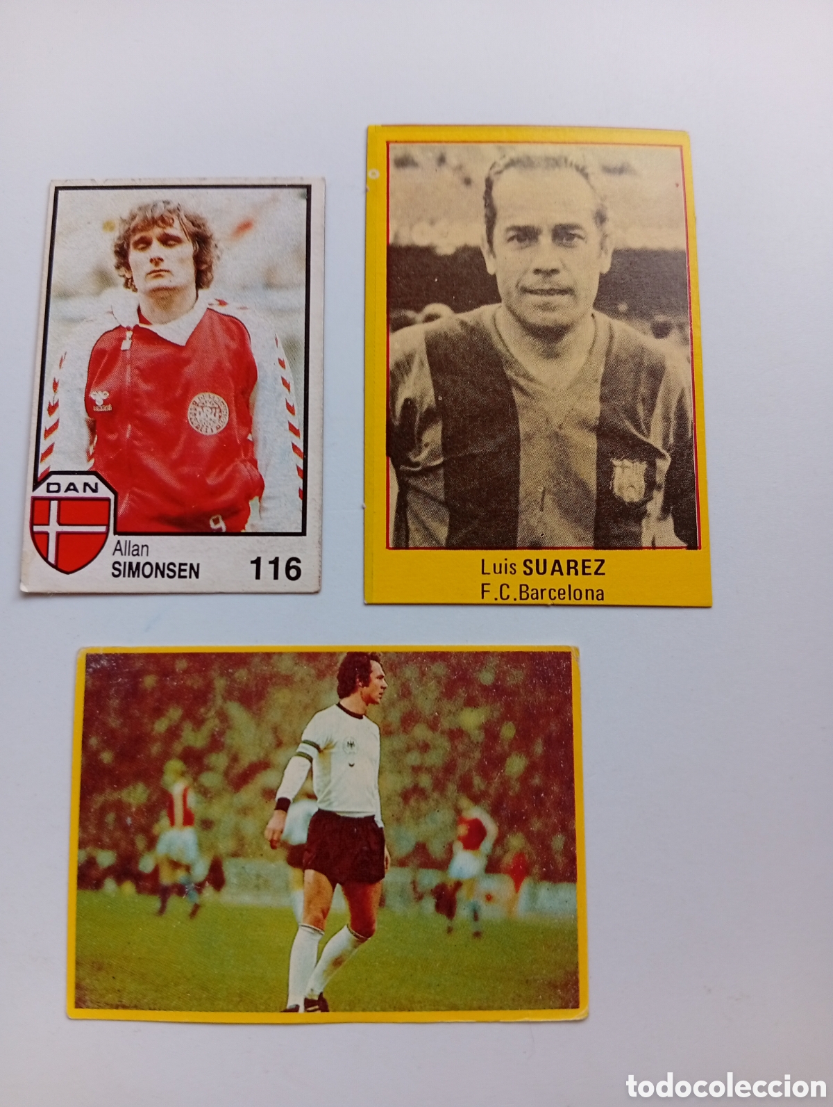 Cromos de f&uacute;tbol: Simonsen,Su&aacute;rez y beckembauer. Lote 3 cromos