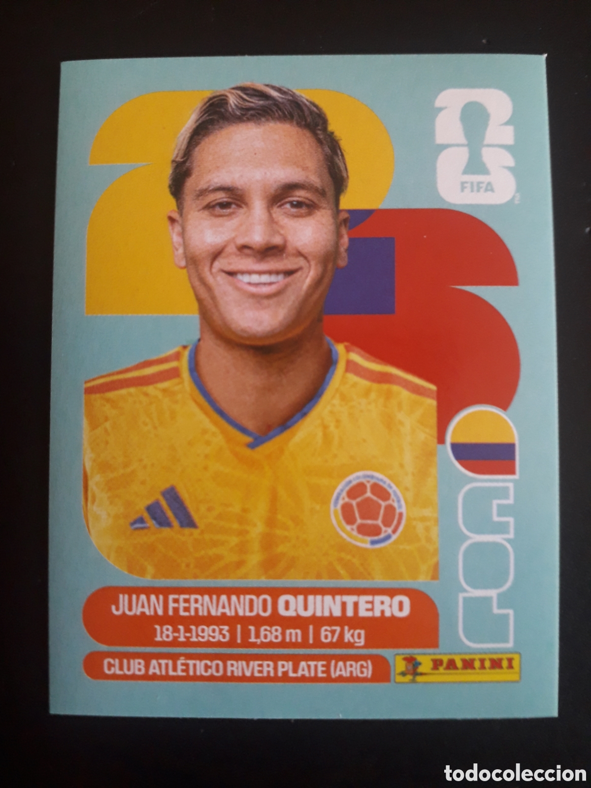 Cartes &agrave; collectionner de Football: QUINTERO COLOMBIA COL 15 MUNDIAL F&Uacute;TBOL 2026 FIFA WORLD CUP PANINI SIN PEGAR PEDIDO M&Iacute;NIMO 3&euro;.