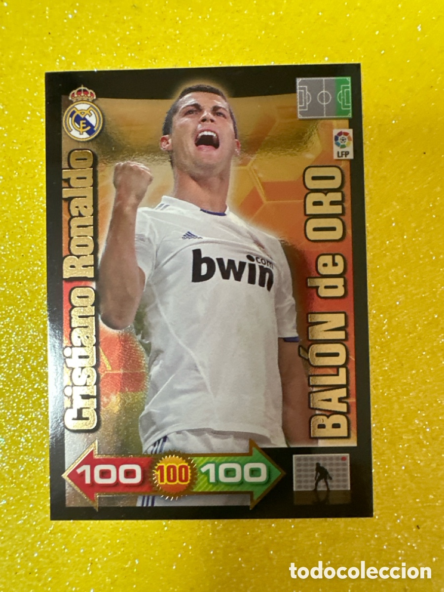 Football Stickers: CRISTIANO RONALDO (R.MADRID) BAL&Oacute;N DE ORO ADRENALYN LIGA 2010-2011 10 11 PANINI TRADING CARD