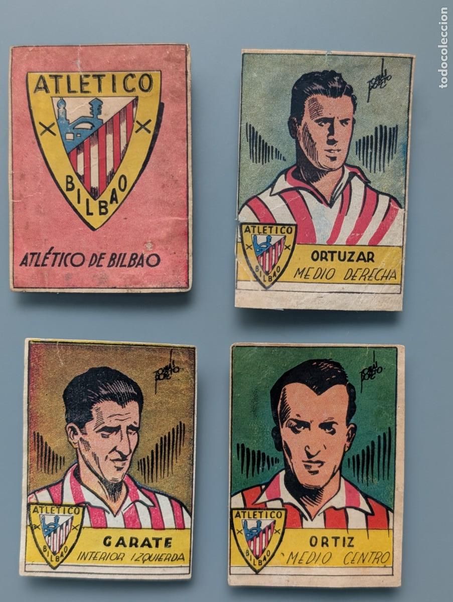 Cromos de f&uacute;tbol: LOTE 4 CROMOS ATLETICO BILBAO ORTUZAR GARATE ESCUDO ORTIZ 1942 1943 1942-43 ED CISNE ATHLETIC