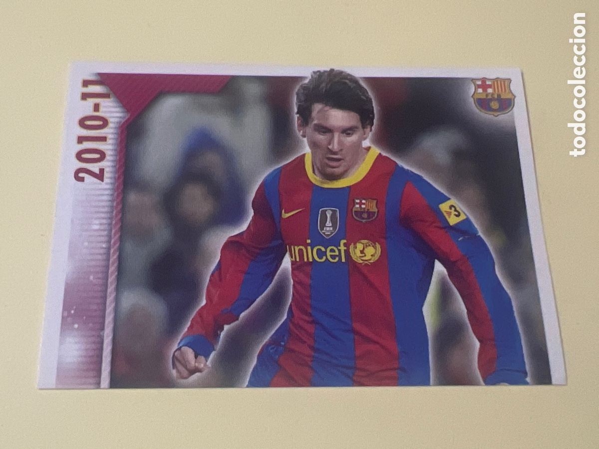 Football Stickers: E142. CROMO n&ordm; 117-118 MESSI COLECCI&Oacute;N OFICIAL BARCELONA 2010-2011 DE PANINI.