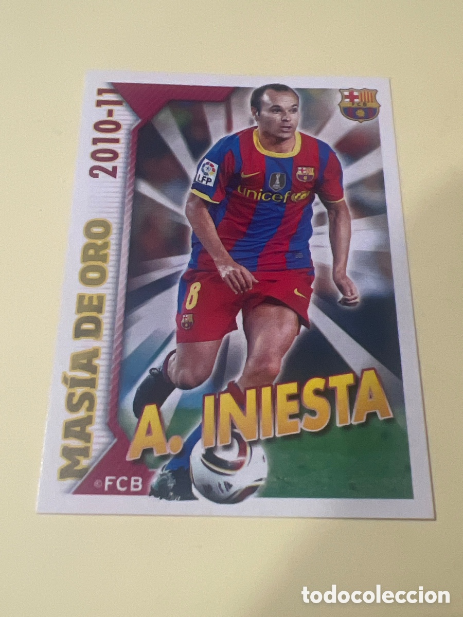 Football Stickers: E158. 7 INIESTA MASIA DE ORO CROMOS ALBUM BAR&Ccedil;A F.C. BARCELONA LIGA FUTBOL 2010-2011 10-11 PANINI