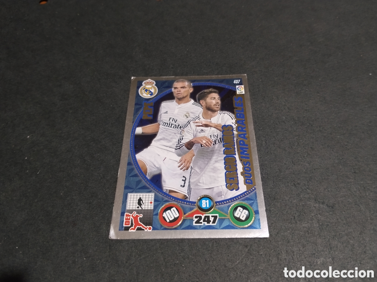 Cromos de f&uacute;tbol: Cromo futbol Pepe, Sergio Ramos, Real Madrid
