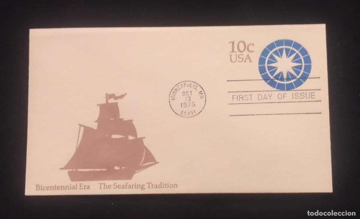 Cromos de f&uacute;tbol: TS) 1975 UNITED STATES,POSTAL STATIONARY,FDC,WITH THE BICENTENNIAL ERA THE SEAFARING TRADITION.