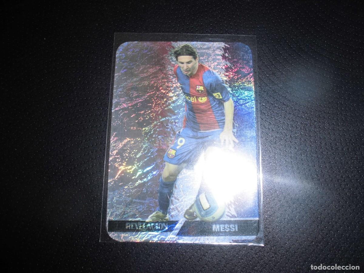 Football Stickers: MESSI - N&ordm; 542 - F.C. BARCELONA - MUNDICROMO 2008. REVELACION. JASPEADO.