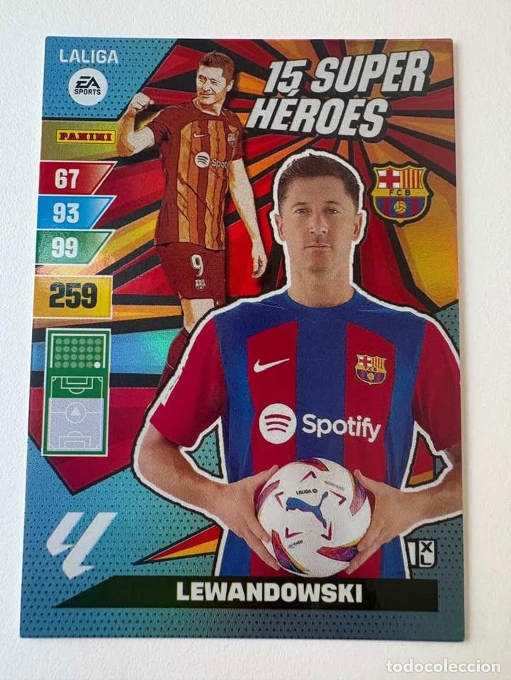 Football Stickers: Lewandowski Bar&ccedil;a 15 Super H&eacute;roes Adrenalyn 2023-24