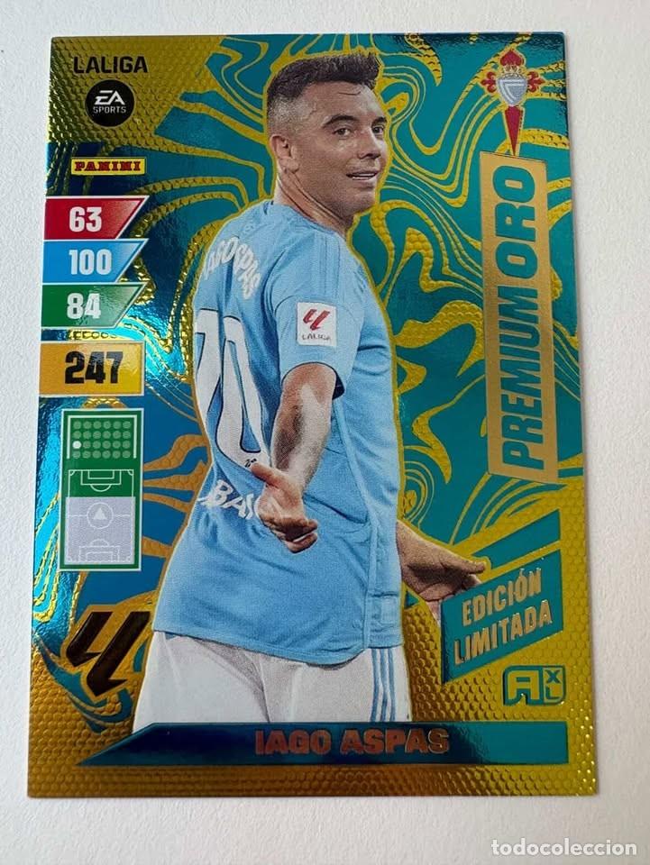 Fu&szlig;ball-Sticker: Iago Aspas Celta Premium Oro Edici&oacute;n Limitada Adrenalyn 2023-24