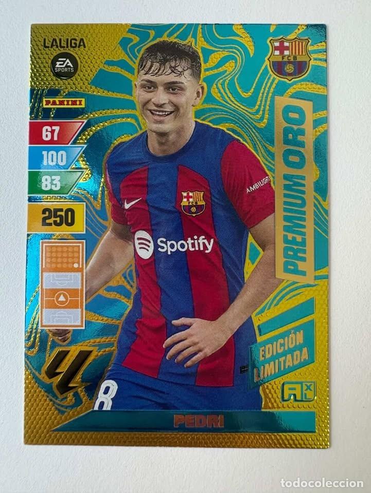 Fu&szlig;ball-Sticker: Pedri Bar&ccedil;a Premium Oro Edici&oacute;n Limitada Adrenalyn 2023-24