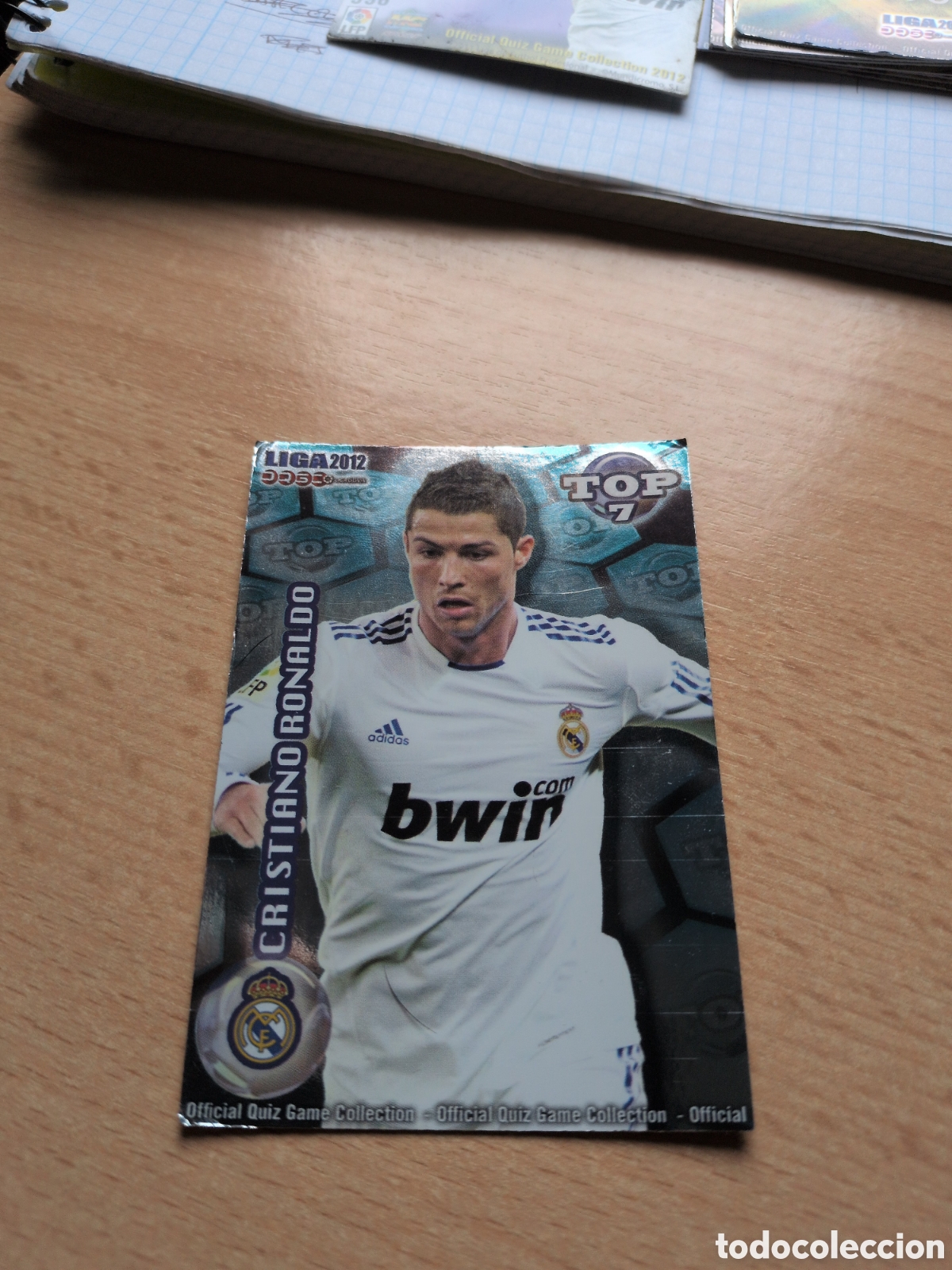 Cromos de f&uacute;tbol: Cristiano Ronaldo Azul N&deg;596 Real Madrid Mundicromo Quiz Game 2012