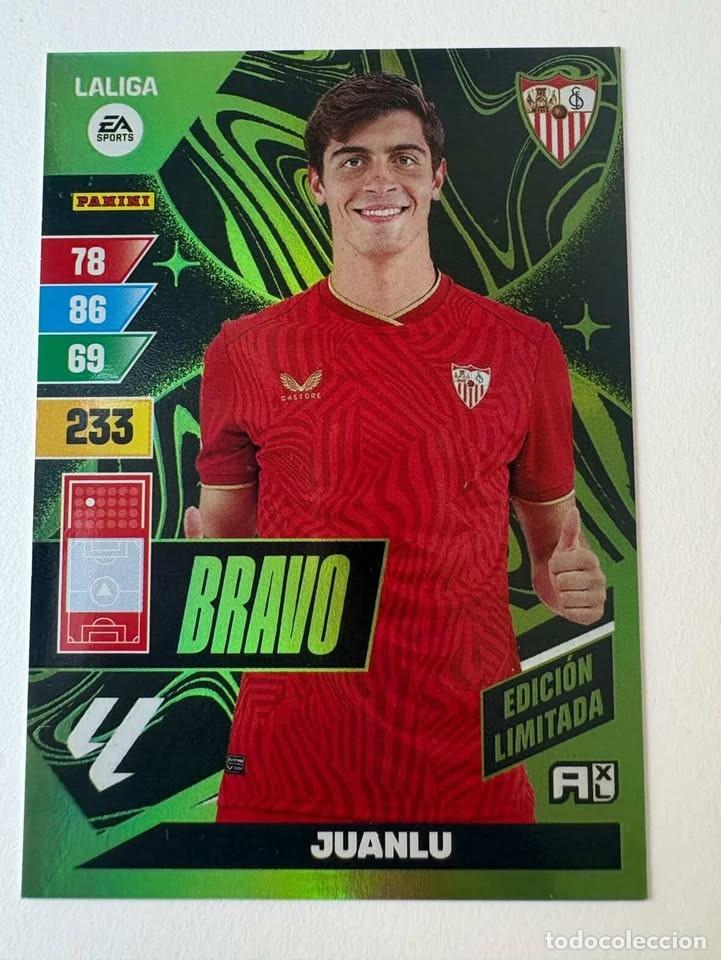 Cromos de f&uacute;tbol: Juanlu Sevilla Bravo Edici&oacute;n Limitada Adrenalyn 2023-24