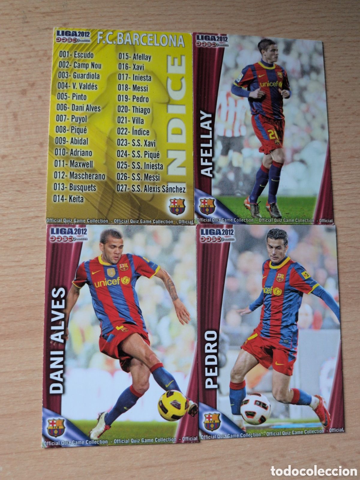 Cromos de f&uacute;tbol: Lote de 4 cromos Barcelona Mundicromo 2012