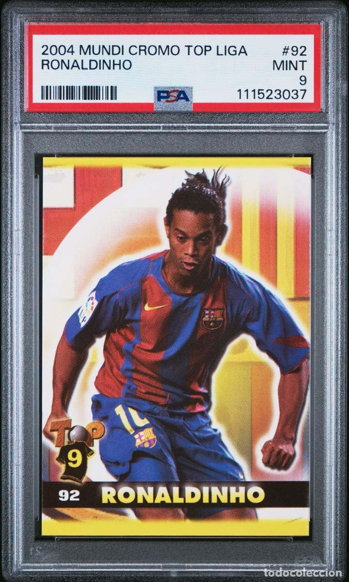 Cromos de Futebol: Ronaldinho #48 FC Barcelona Mundicromo Top Liga Mate 2004 05 PSA 9