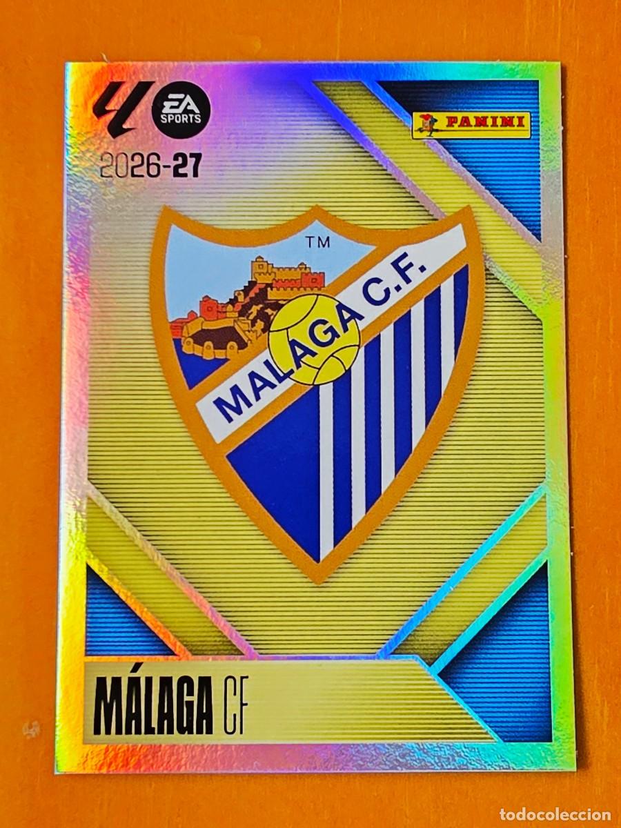 Cromos de f&uacute;tbol: 1 Escudo M&aacute;laga CF, Panini Ediciones Liga Este 2026 2027 26 27 sin pegar