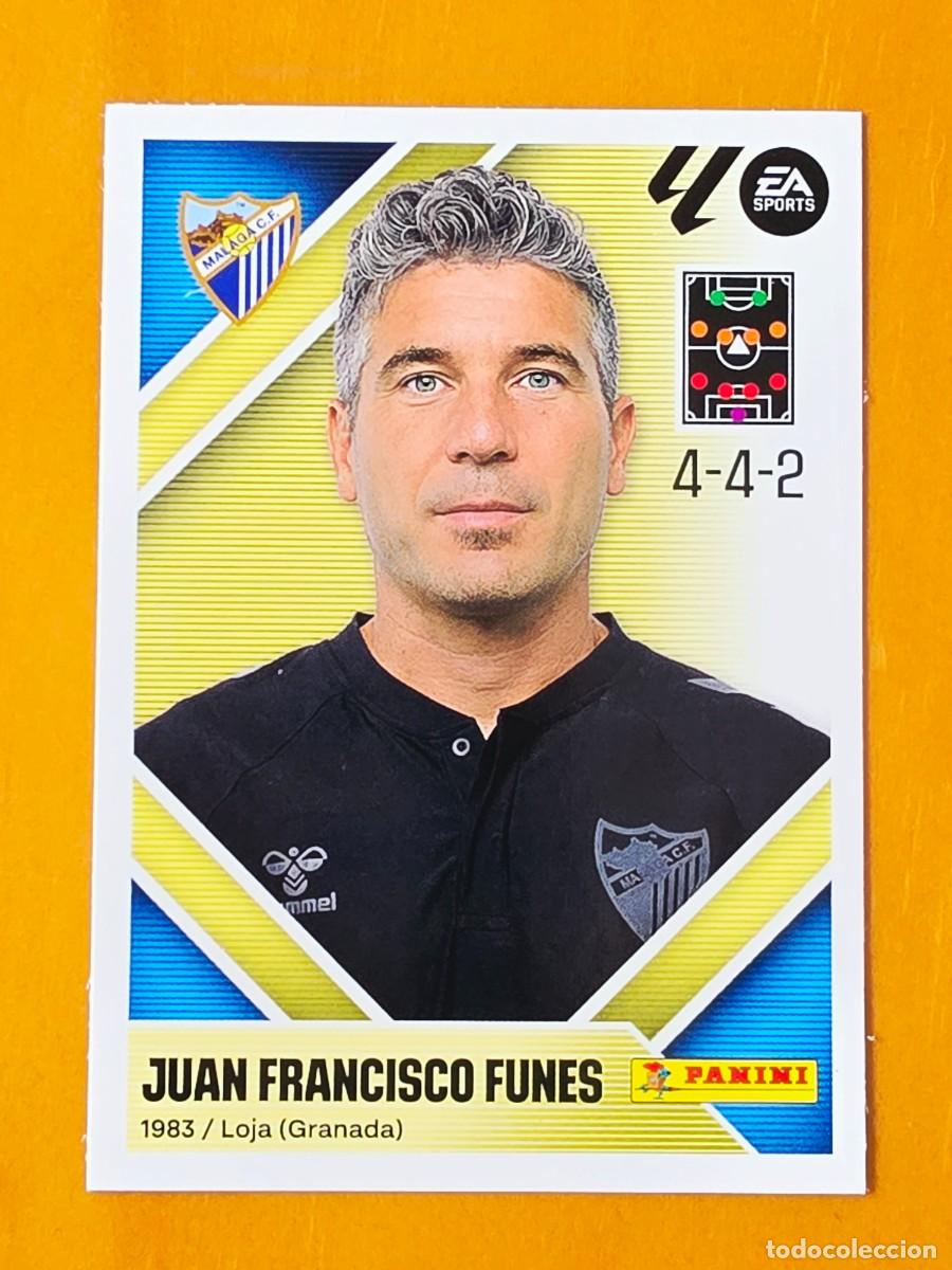 Cromos de Futebol: 2 Entrenador Juan Francisco Funes, M&aacute;laga CF, Panini Ediciones Liga Este 2026 2027 26 27 sin pegar
