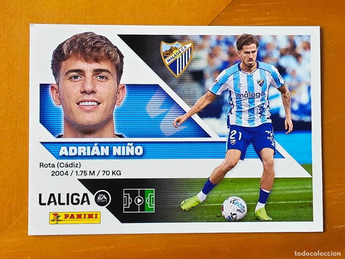 Cromos de f&uacute;tbol: 18 Adri&aacute;n Ni&ntilde;o, M&aacute;laga CF, Panini Ediciones Liga Este 2026 2027 26 27 sin pegar