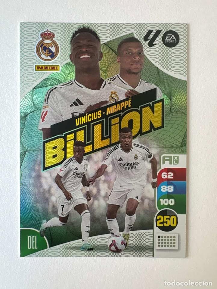 Cromos de f&uacute;tbol: Vinicius/Mbapp&eacute; Real Madrid Billion Edici&oacute;n Limitada Adrenalyn 2024-25