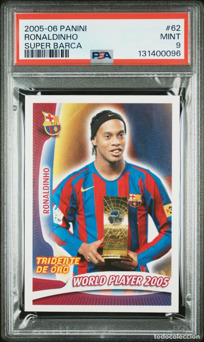 Figurine di Calcio: Ronaldinho #62 FC Barcelona Panini Super Bar&ccedil;a Tridente de Oro 2005 06 PSA 9
