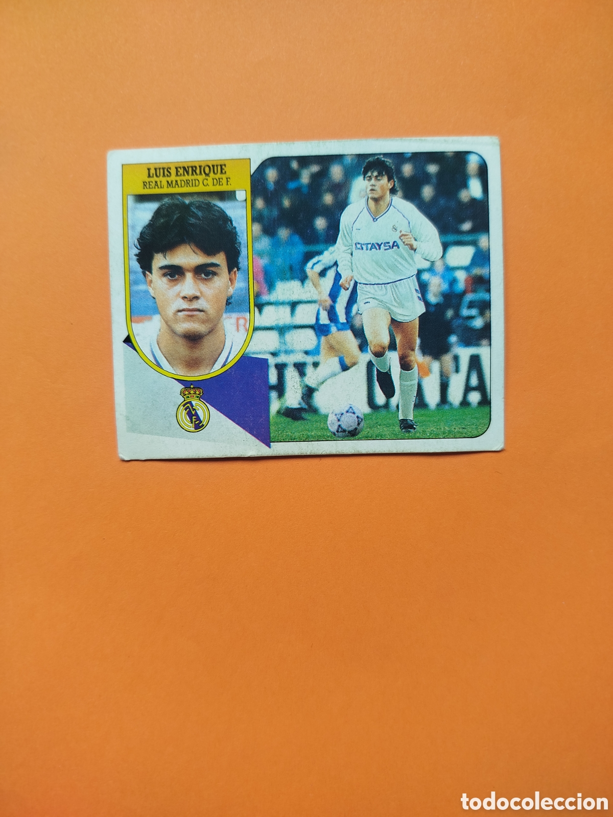 Football Stickers: LUIS ENRIQUE ROOKIE REAL MADRID LIGA ESTE 91-92 CARTON DESPEGADO
