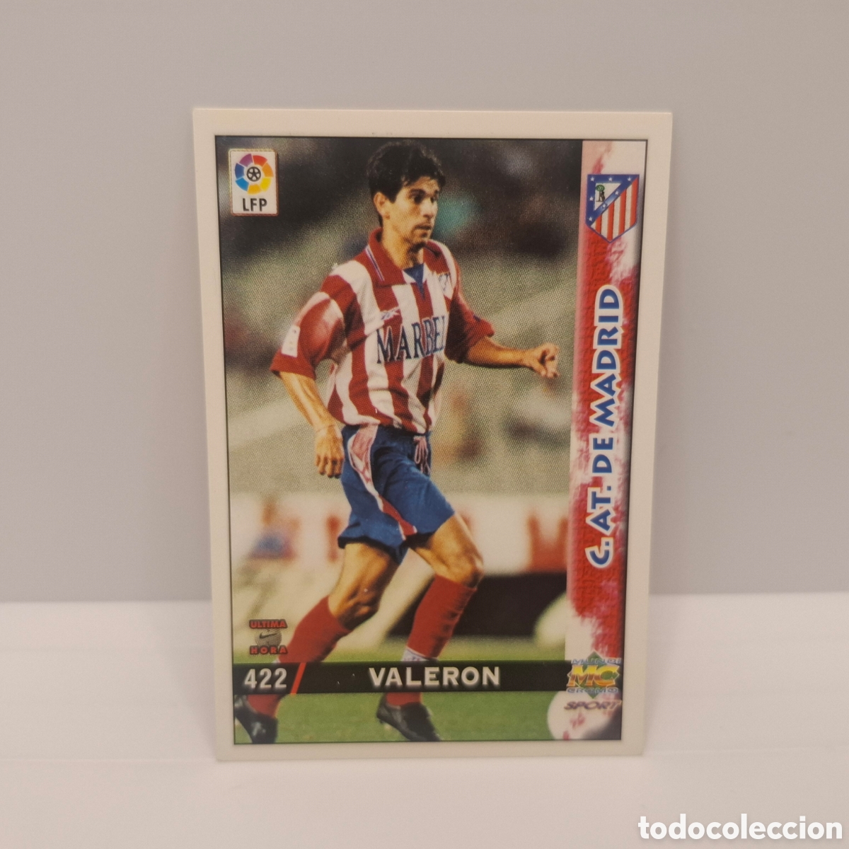 Figurine di Calcio: Atl&eacute;tico de Madrid -N&ordm; 422 Valeron -&Uacute;ltima Hora -Mundicromo Las Fichas de la Liga 1998-1999-98-99