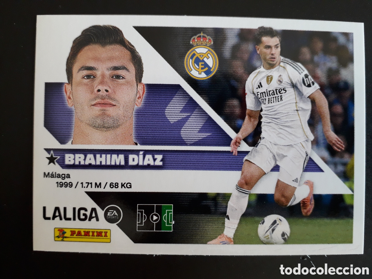 Football Stickers: BRAHIM D&Iacute;AZ REAL MADRID N&deg; 16B ED ESTE 2026 2027 26 27 SIN PEGAR PEDIDO M&Iacute;NIMO 3&euro;