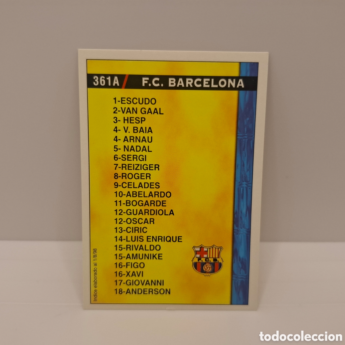 Cromos de f&uacute;tbol: &Iacute;ndice- 361 A-B Barcelona-Athletic de Bilbao-Corregido-Mundicromo Las Fichas de Liga 1998-1999-98-99