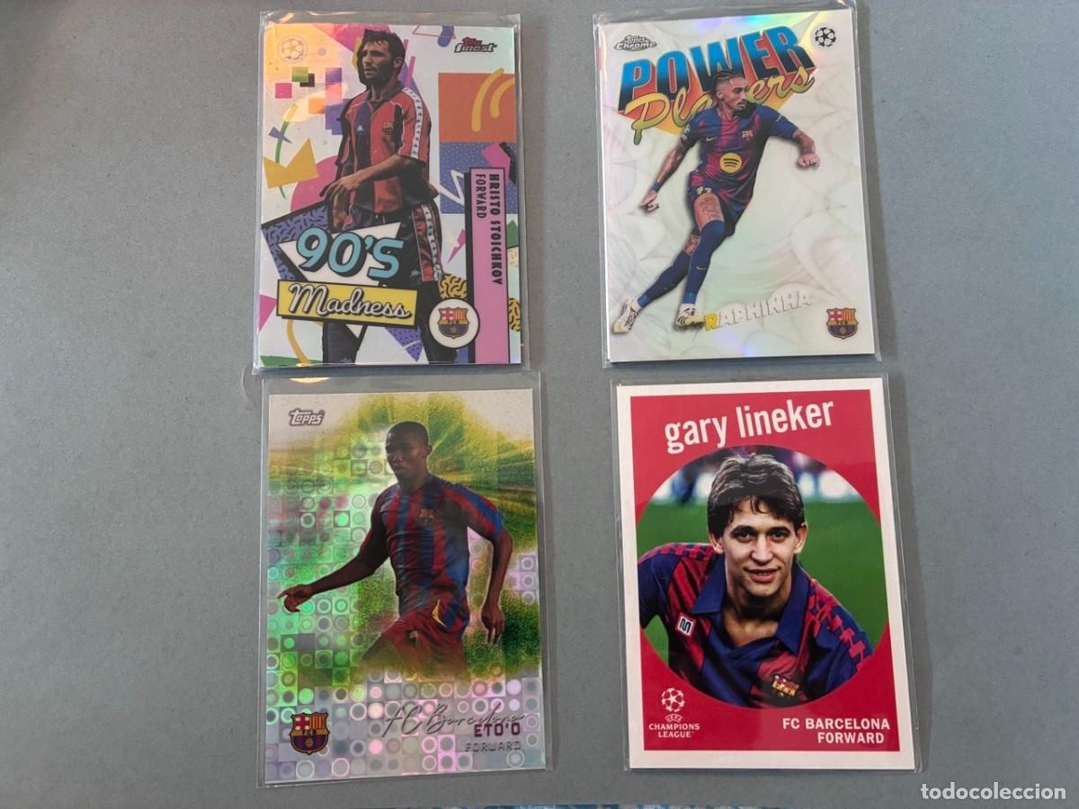 Figurine di Calcio: Lote FC Barcelona Topps &ndash; Eto&rsquo;o, Stoichkov, Lineker y Raphinha | Bar&ccedil;a Legends