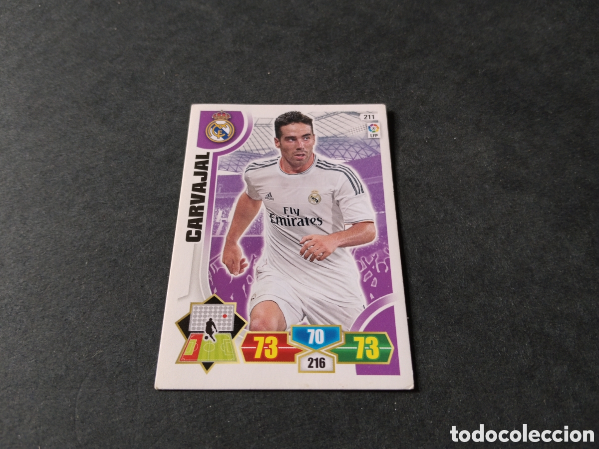 Cromos de f&uacute;tbol: Cromo futbol Carvajal, Real Madrid