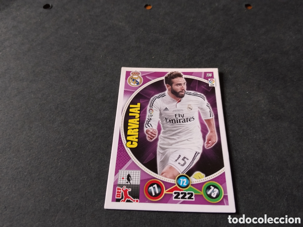 Cromos de f&uacute;tbol: Cromo futbol Carvajal, Real Madrid