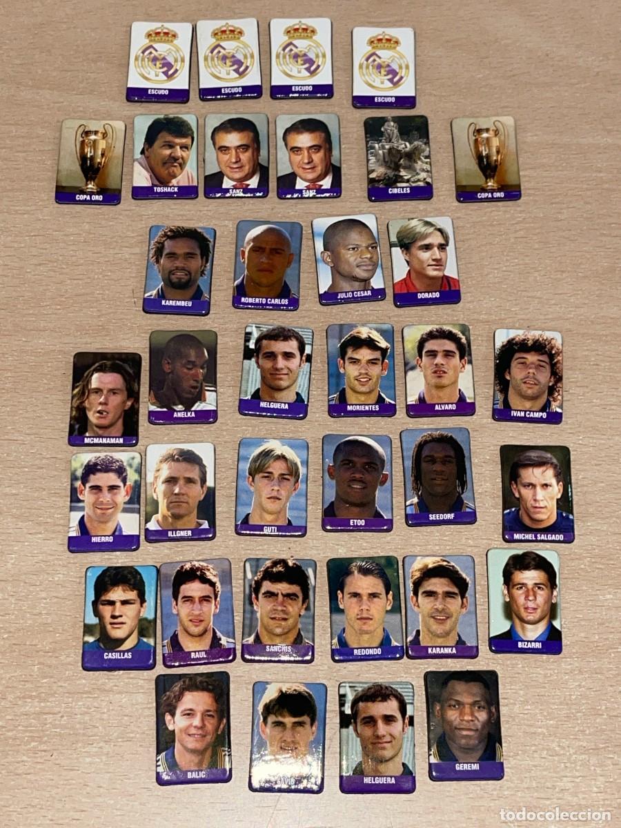 Cromos de f&uacute;tbol: REAL MADRID Marca Lote 36 Imanes Liga 1999-2000 Toshack Sanz Guti Ra&uacute;l Anelka Hierro Redondo Sanchis