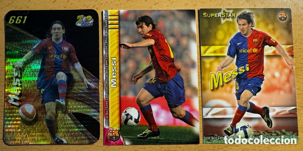 Cromos de f&uacute;tbol: Lote 3 cromos MESSI 2008-2010 MUNDICROMO