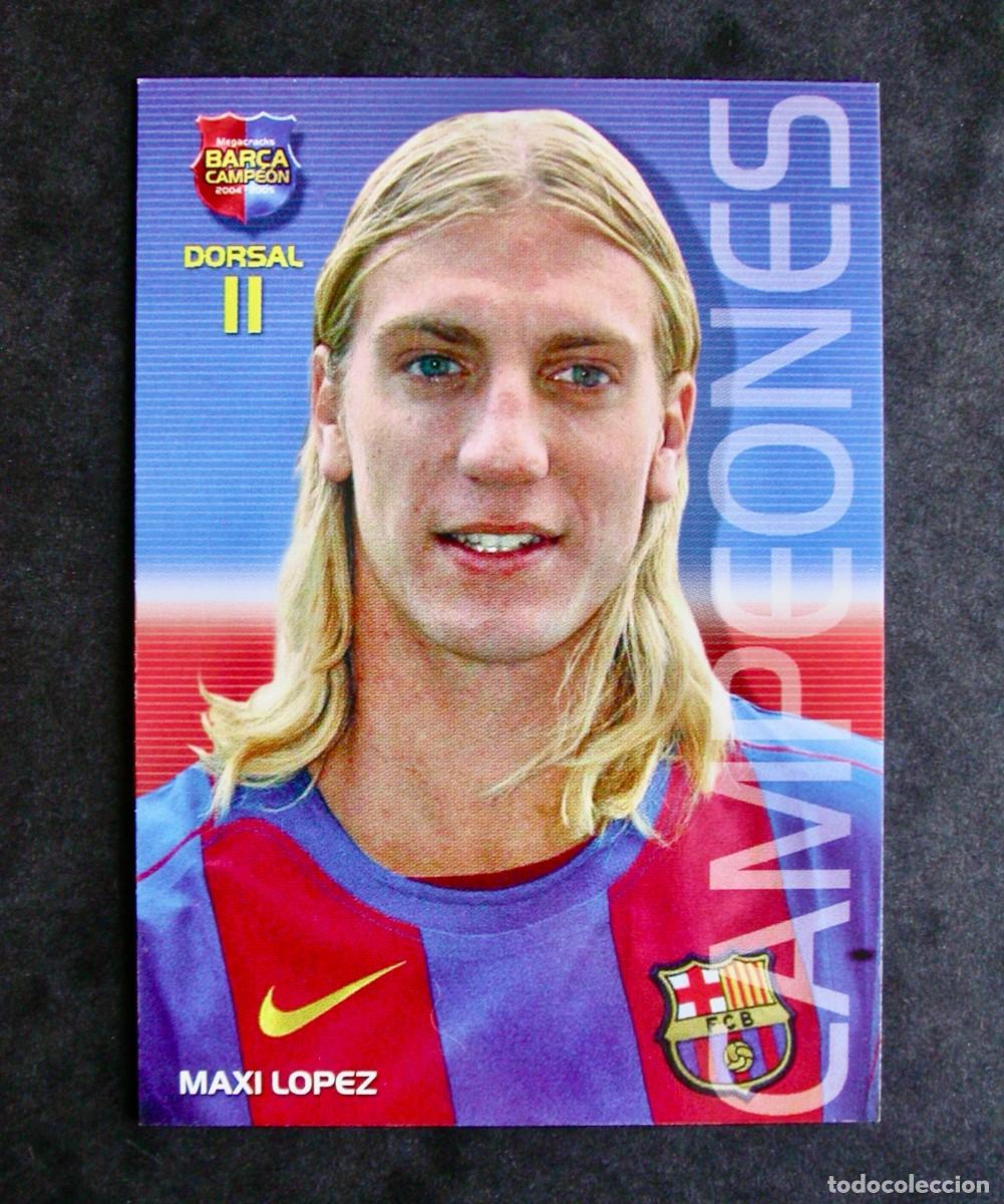 Football Stickers: 23 MAXI L&Oacute;PEZ / FC BARCELONA / MEGACRACKS BAR&Ccedil;A CAMPE&Oacute;N 2004-2005 04-05 / PANINI