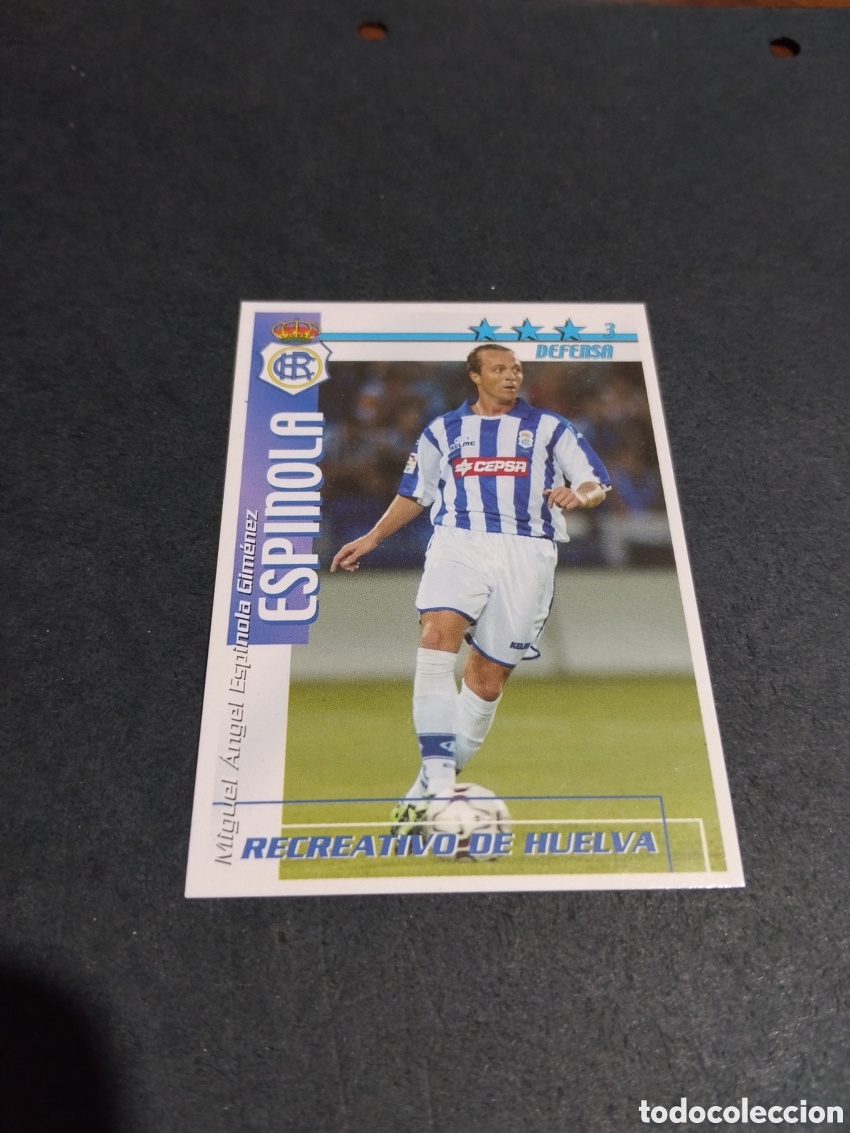 Cromos de f&uacute;tbol: Cromo futbol espinola, Recreativo de Huelva