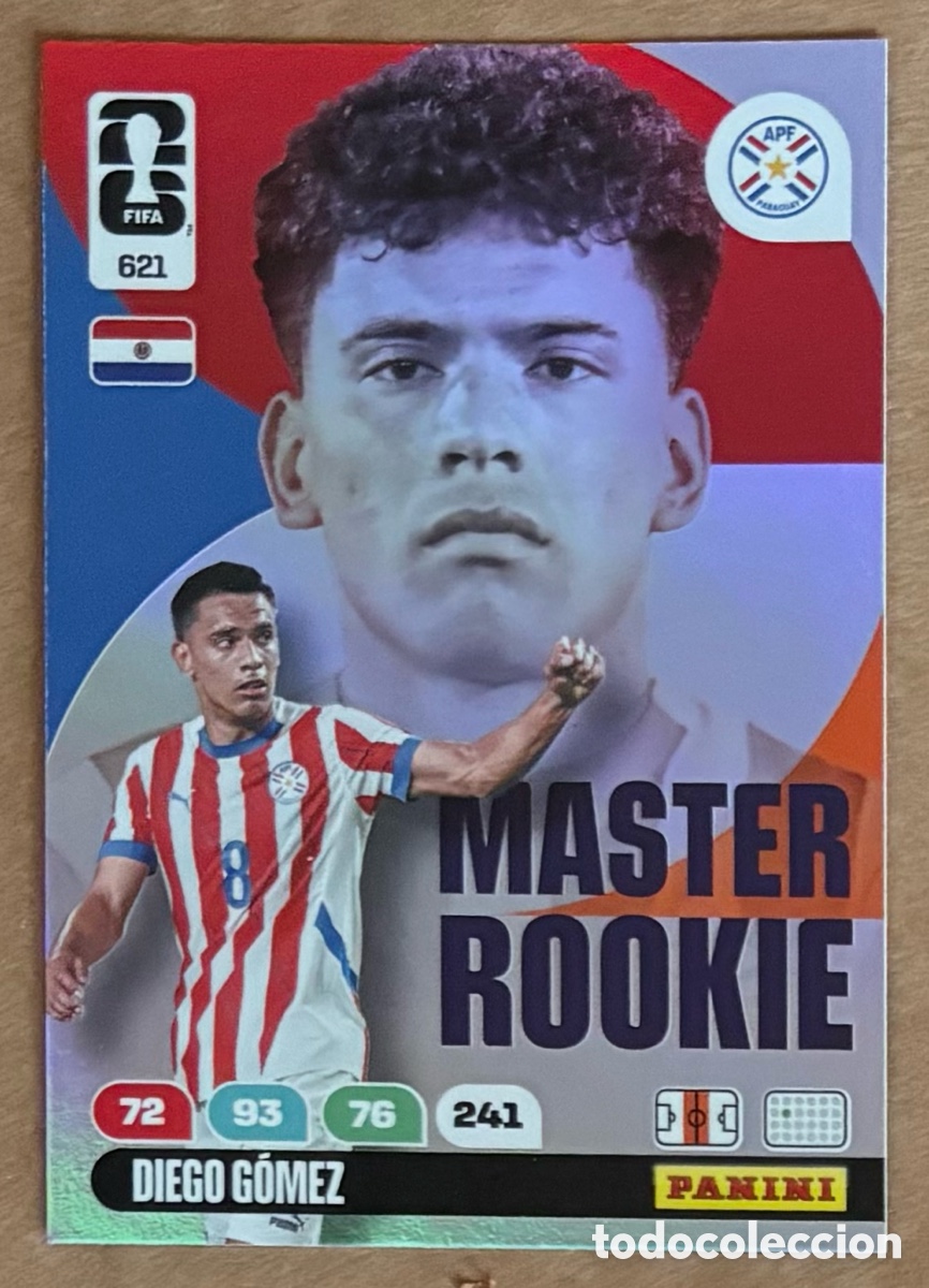 Cromos de f&uacute;tbol: DIEGO G&Oacute;MEZ (PARAGUAY). CARTA MASTER ROOKIE PANINI ANDRENALYN FIFA WORLD CUP 2026. #621.