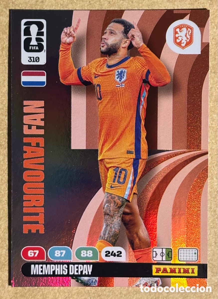 Cromos de f&uacute;tbol: MEMPHIS DEPAY (HOLANDA). CARTA FAN FAVOURITE PANINI ADRENALYN XL FIFA WORLD CUP 2026. #310